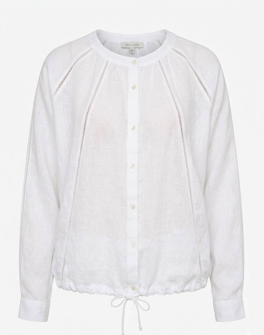 Long Sleeve Half Button up Blouse  NAVY