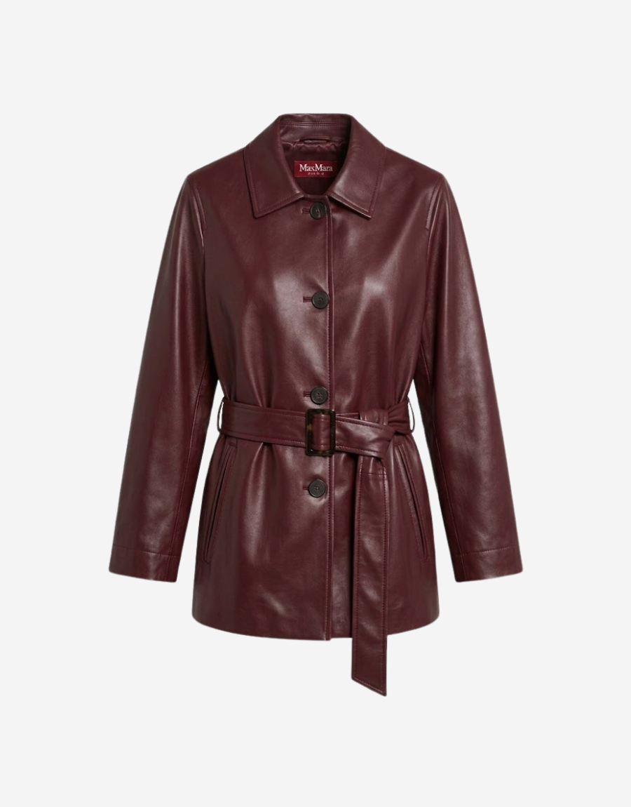 Belted Nappa Leather Jacket