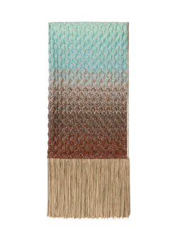 Fringed viscose lamé lace stole