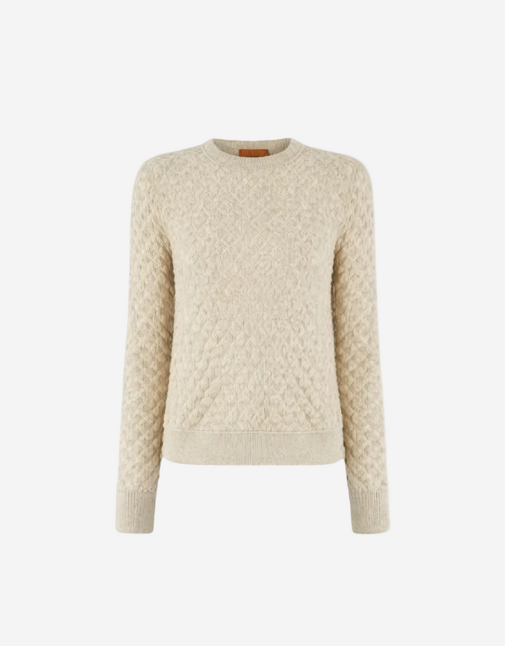 Beige textured sweater on a white background