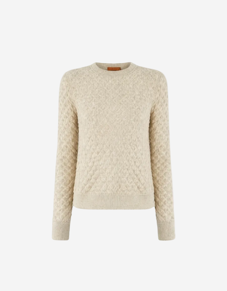 Beige textured sweater on a white background