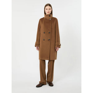 Tobacco High Neck Alpaca Coat