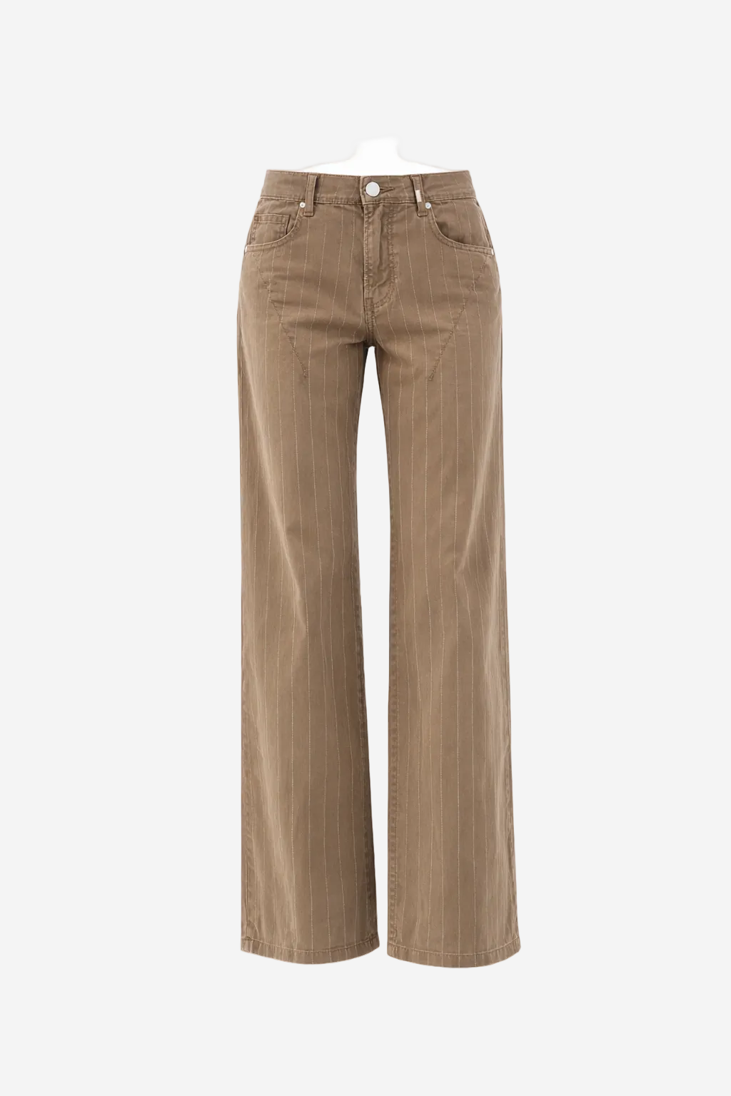 Beige corduroy pants on a white background