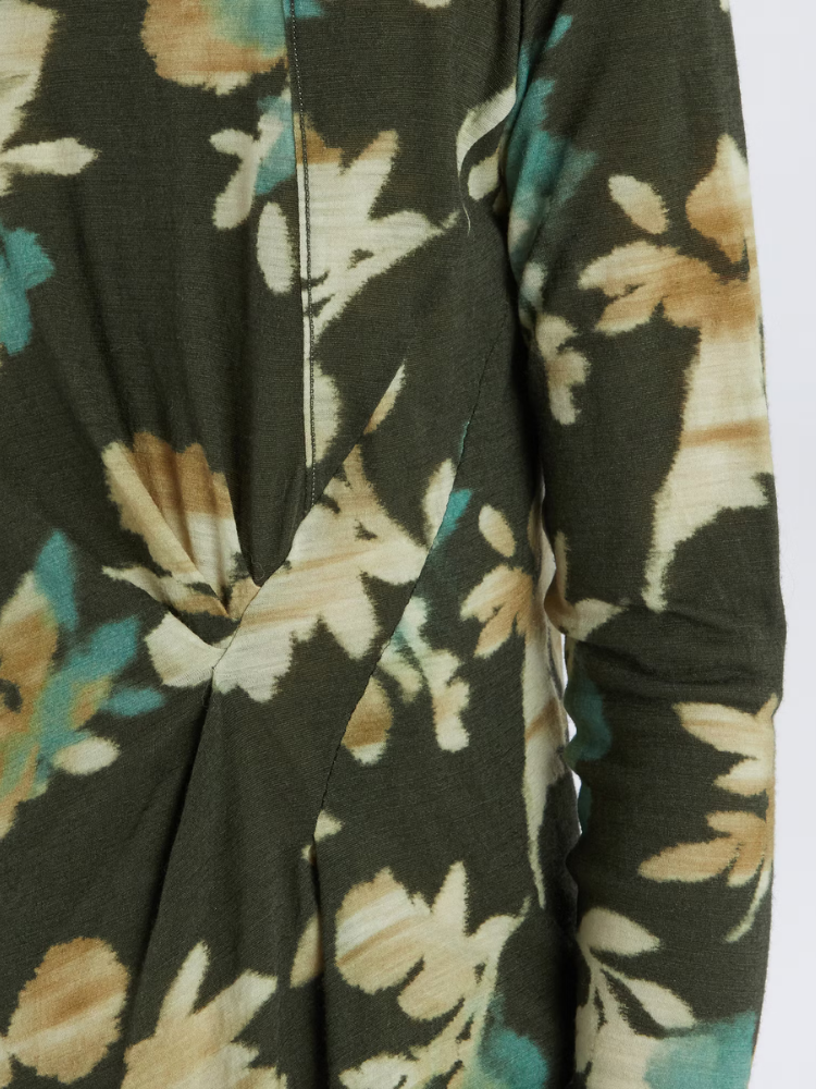 Detail of a knit floral top