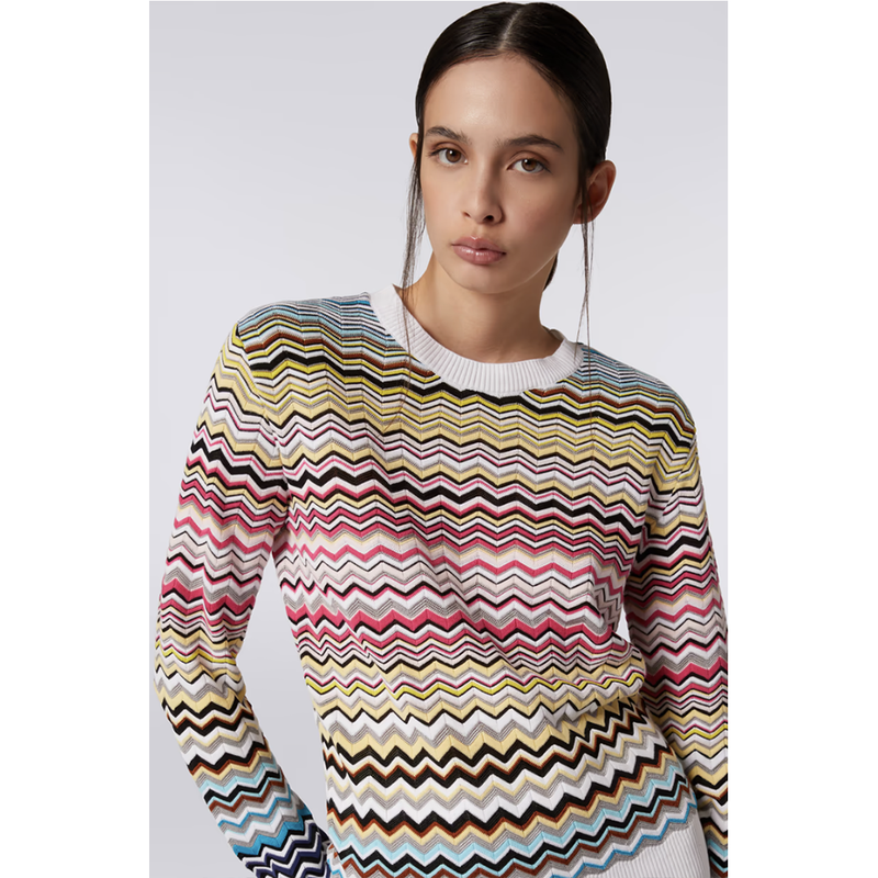 Crewneck Sweater in Multicolour Chevron
