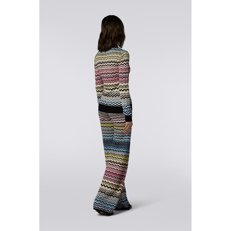 Cardigan in Multicolour Chevron with Black