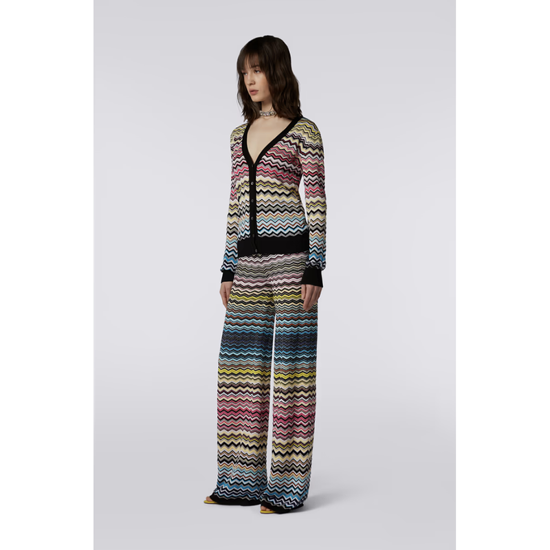 Cardigan in Multicolour Chevron with Black