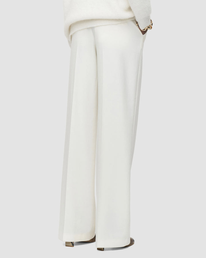 Back view of the JOSEPH Mitae ivory trousers showing the full-length wide leg