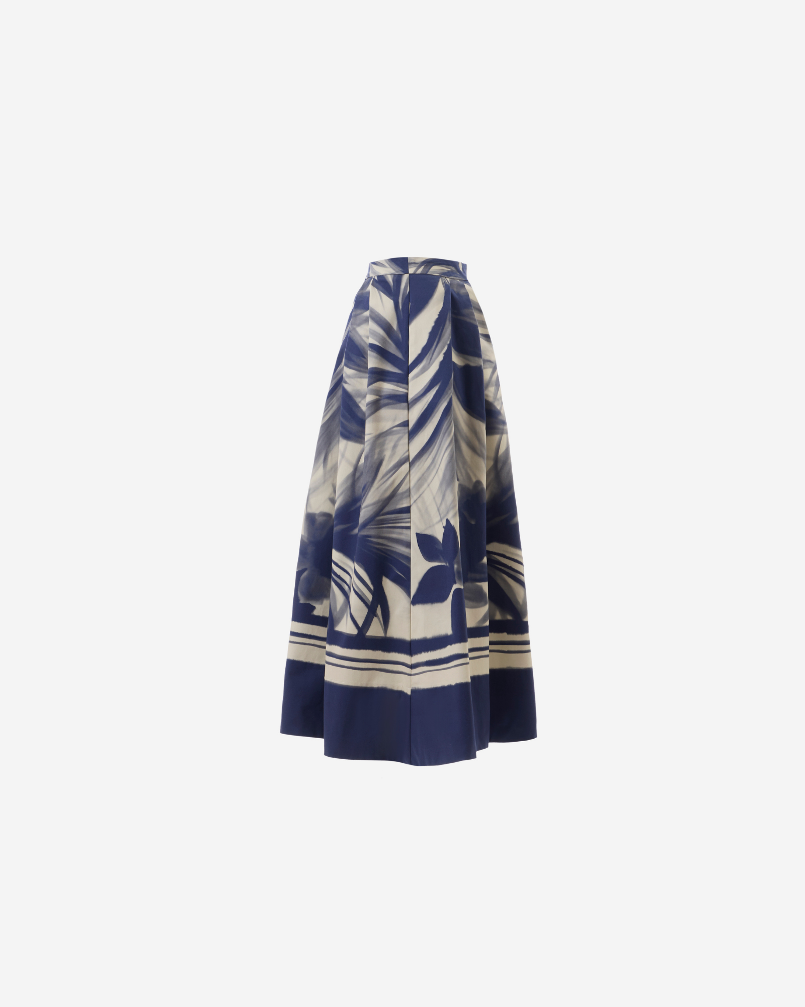 Long skirt with leaf pattern on a white background