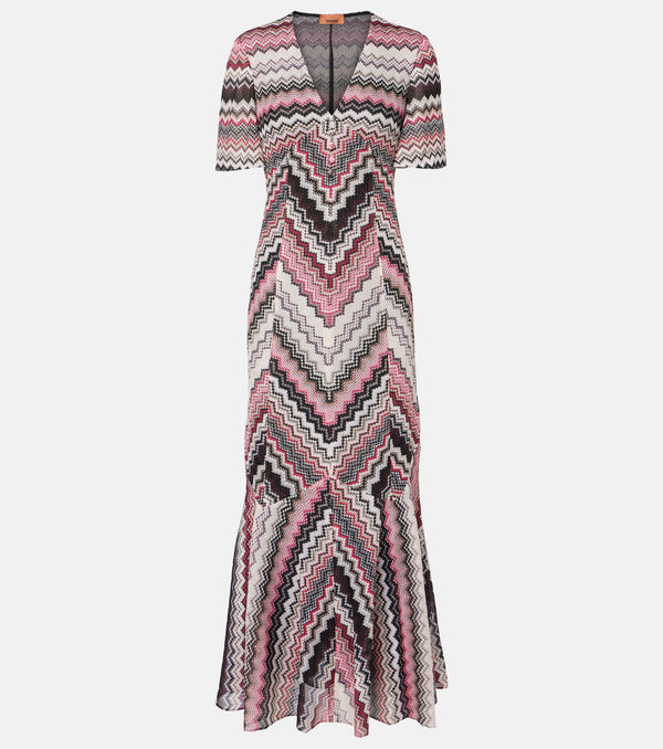 Chevron Short Sleeve V-neck Dress