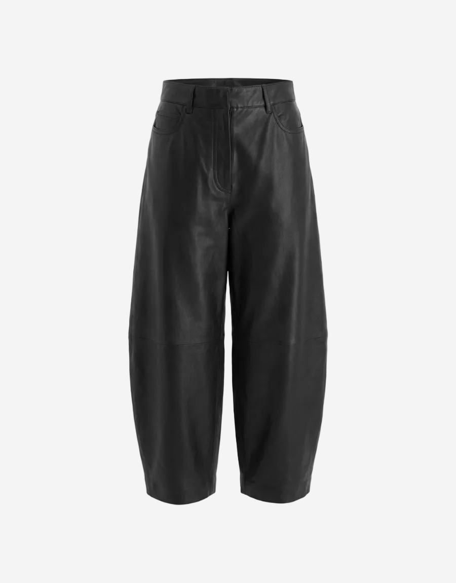 Black leather pants on a white background