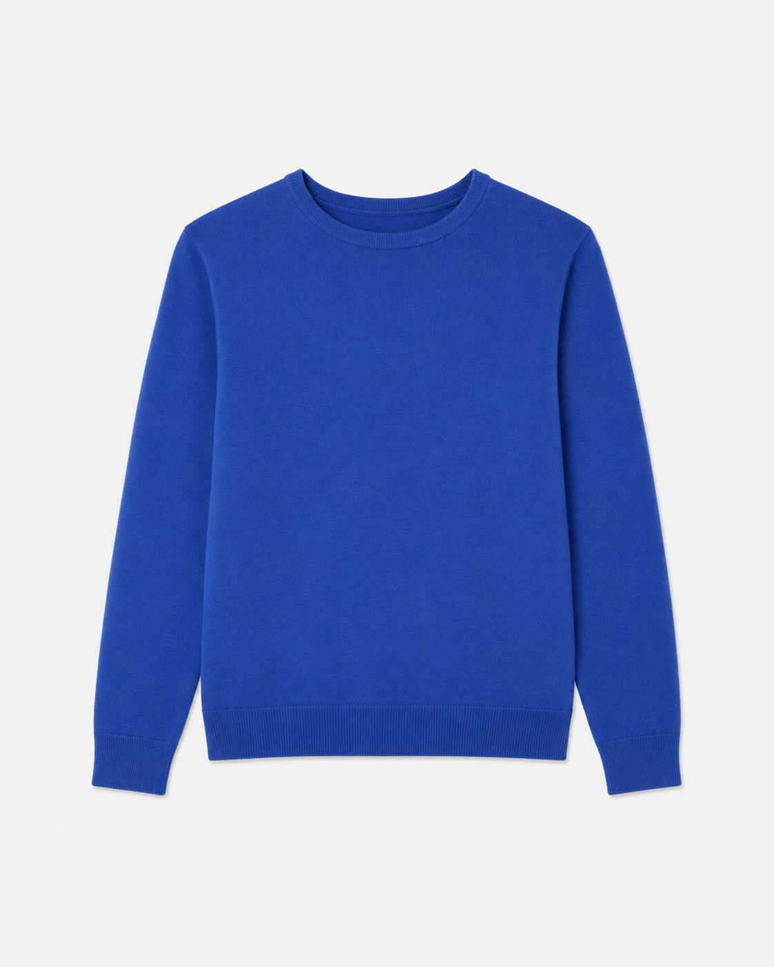 Round Neck Long Sleeve Cashmere Sweater BLUE