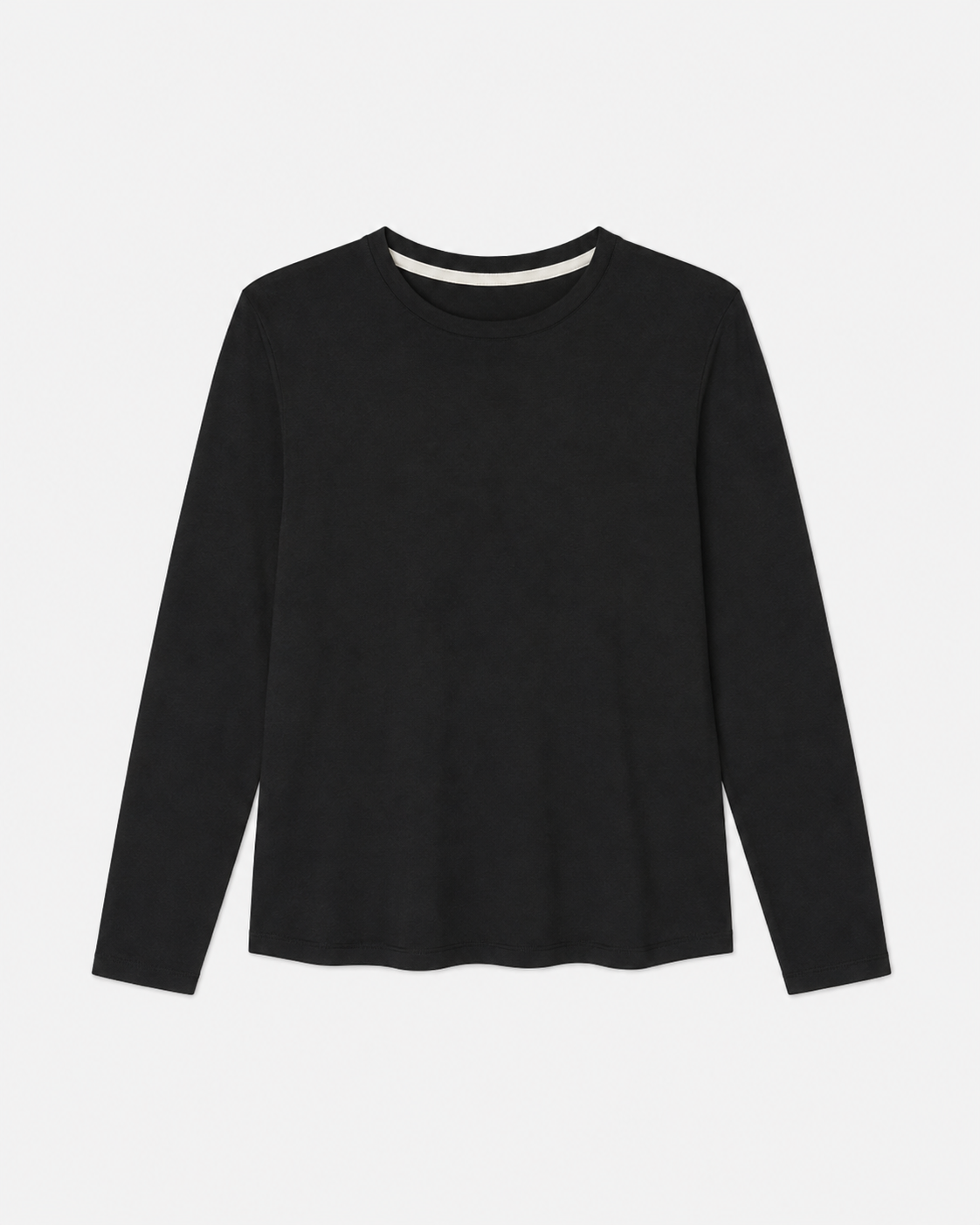 Round Neck Long Sleeve Top BLACK