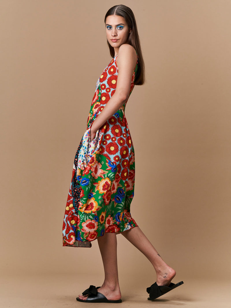 At-Length Dress in Patchwork Floral