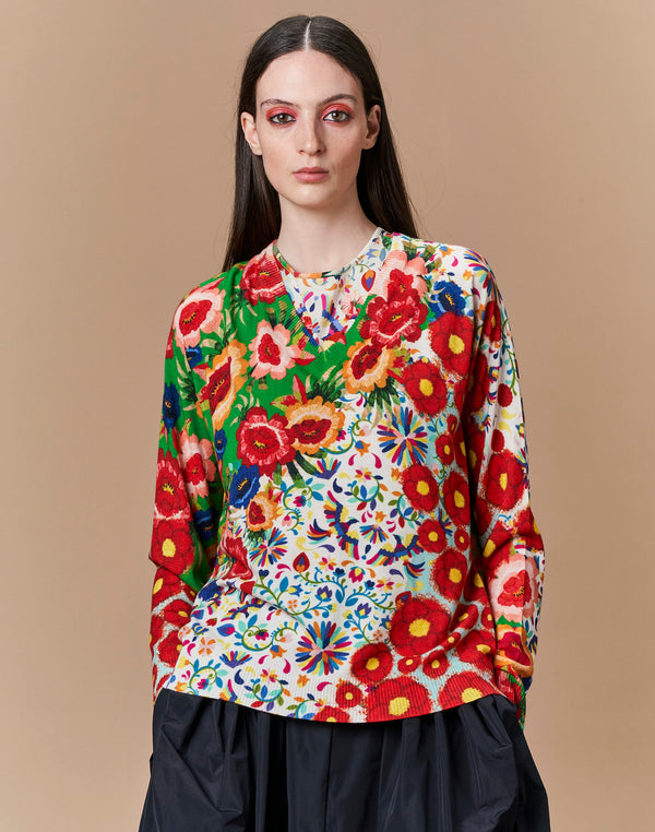 Reach Out Sweater in Patchwork Floral