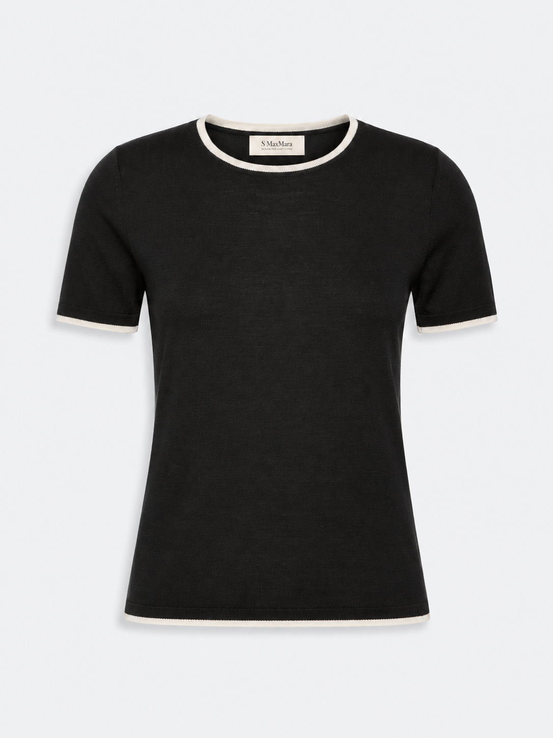 Virgin wool fine knit top Black