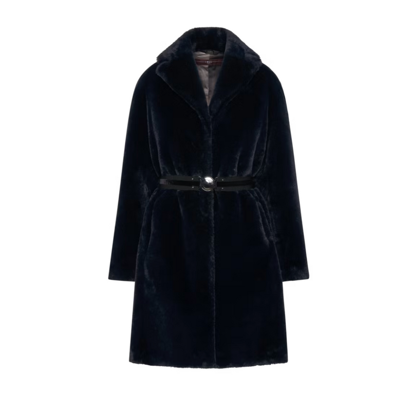 Astute Faux Fur Coat in Navy