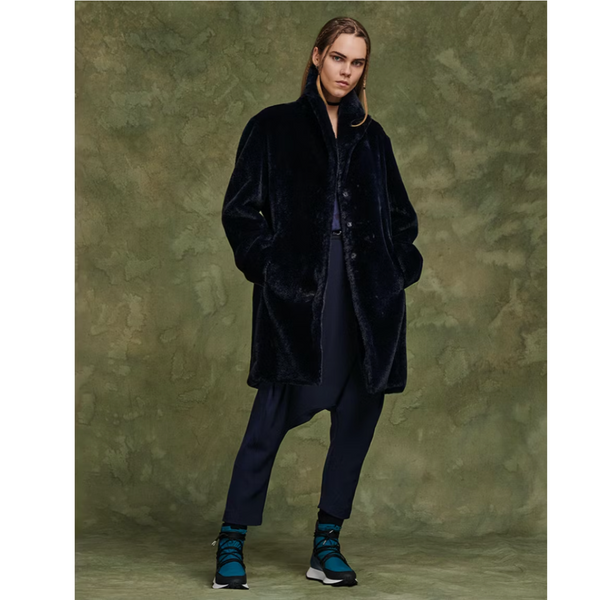 Astute Faux Fur Coat in Navy