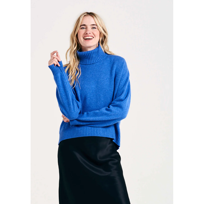 Oversize Roll Neck Sweater in Wedgewood