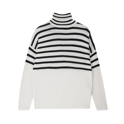 Half Stripe Cashmere Sweater in Marble/Black