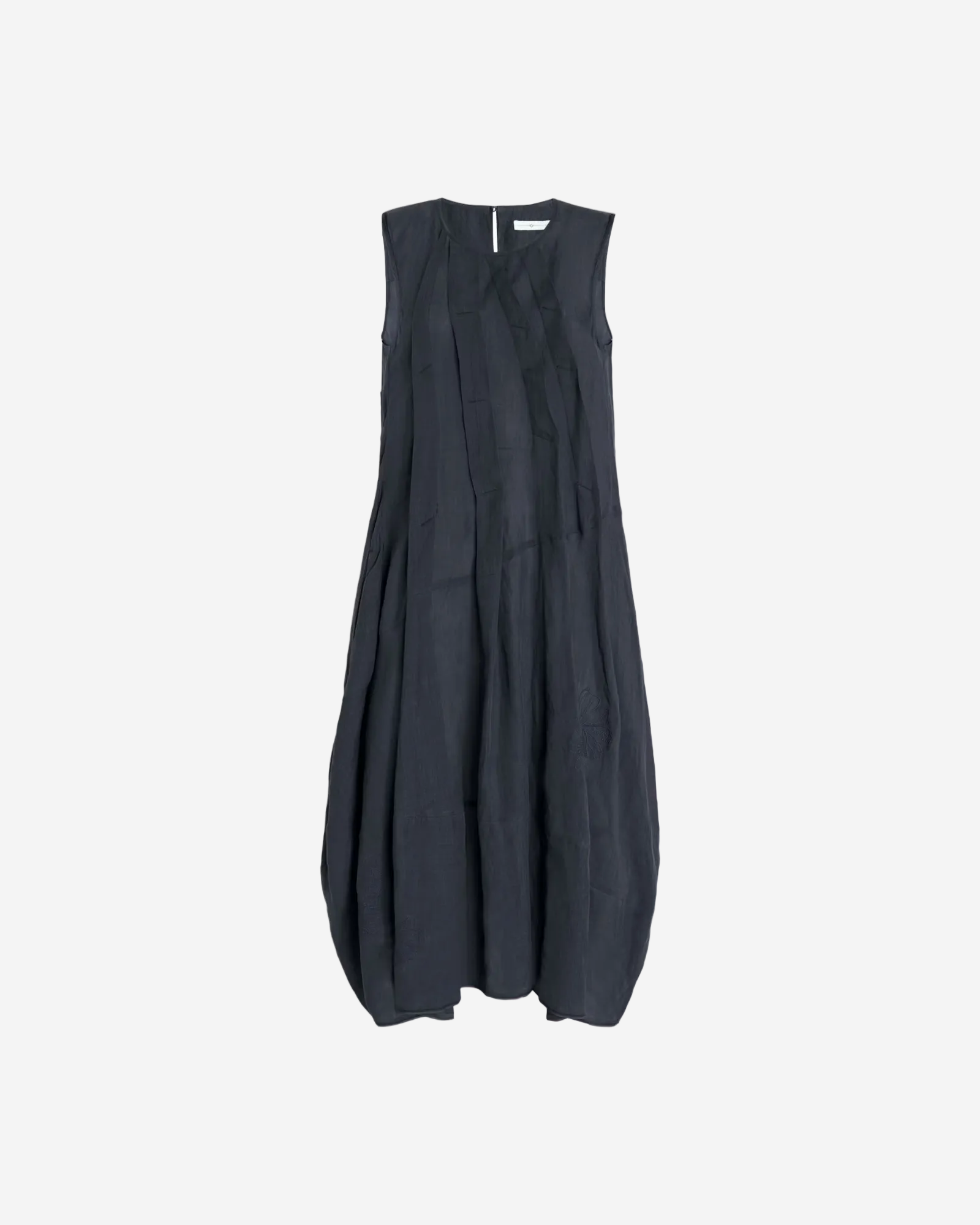 Black sleeveless dress on a white background