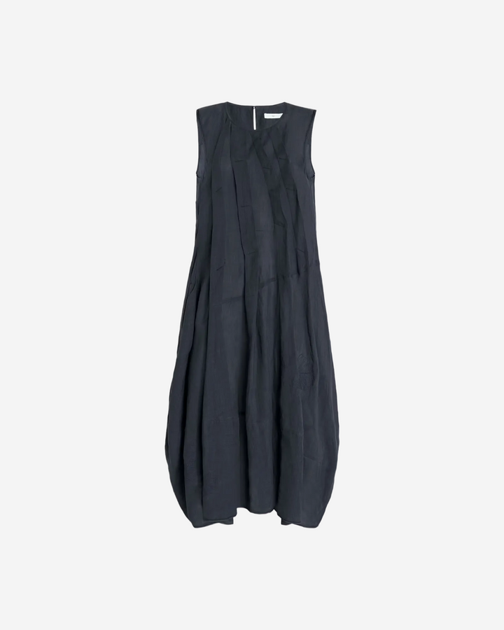 Black sleeveless dress on a white background