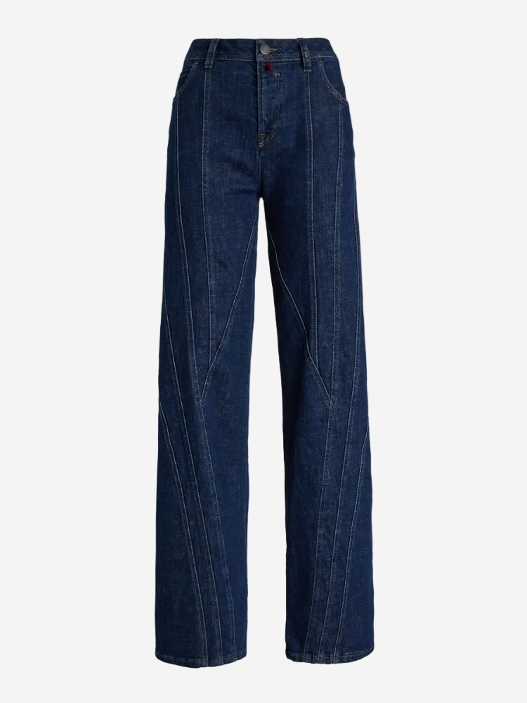 Pair of blue jeans on a white background