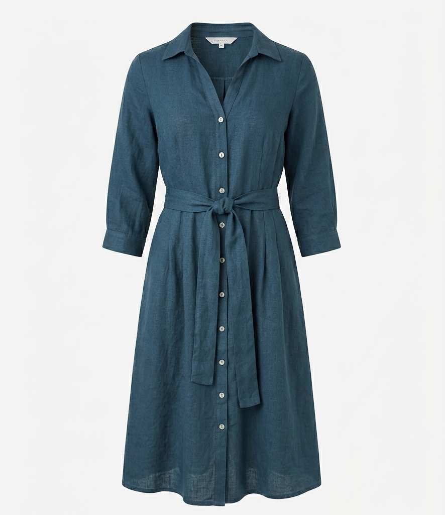 Tie Front Midi Shirt Dress  NAVY