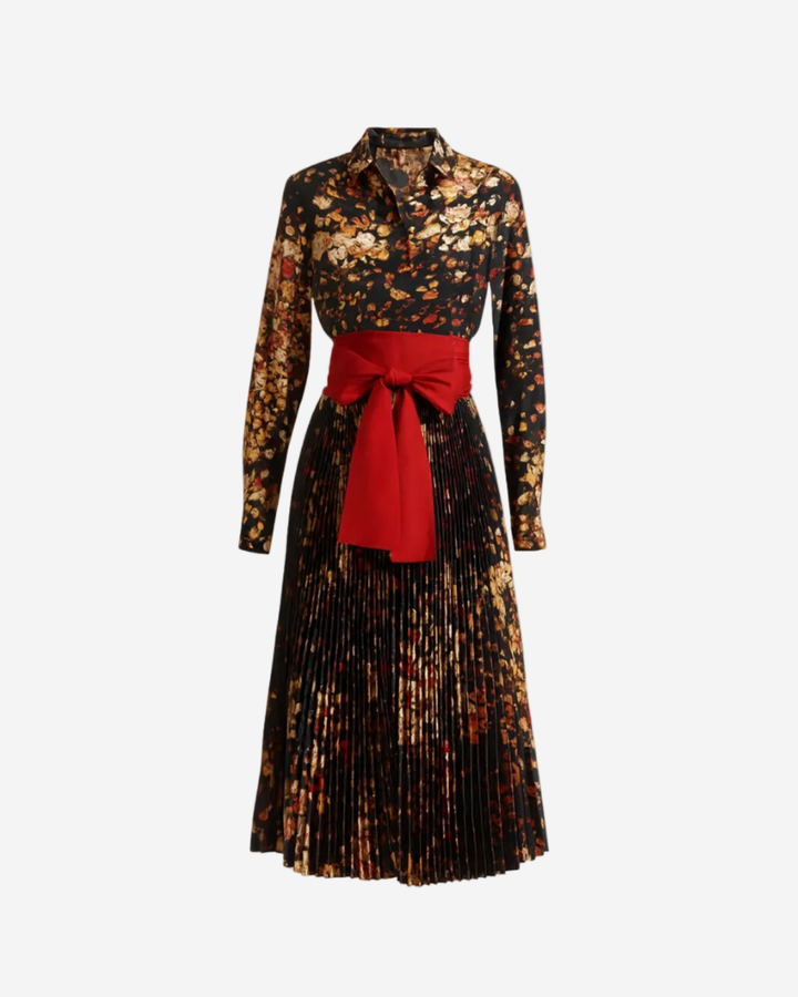 Dress with a red belt on a white background