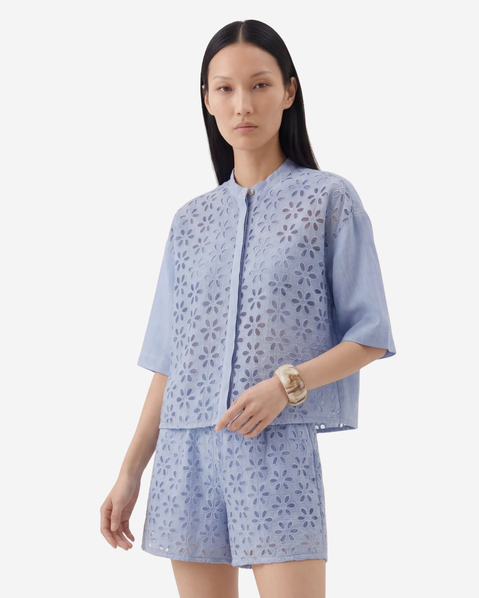 Linen Short Sleeve Women Shirt Pacific Soft
