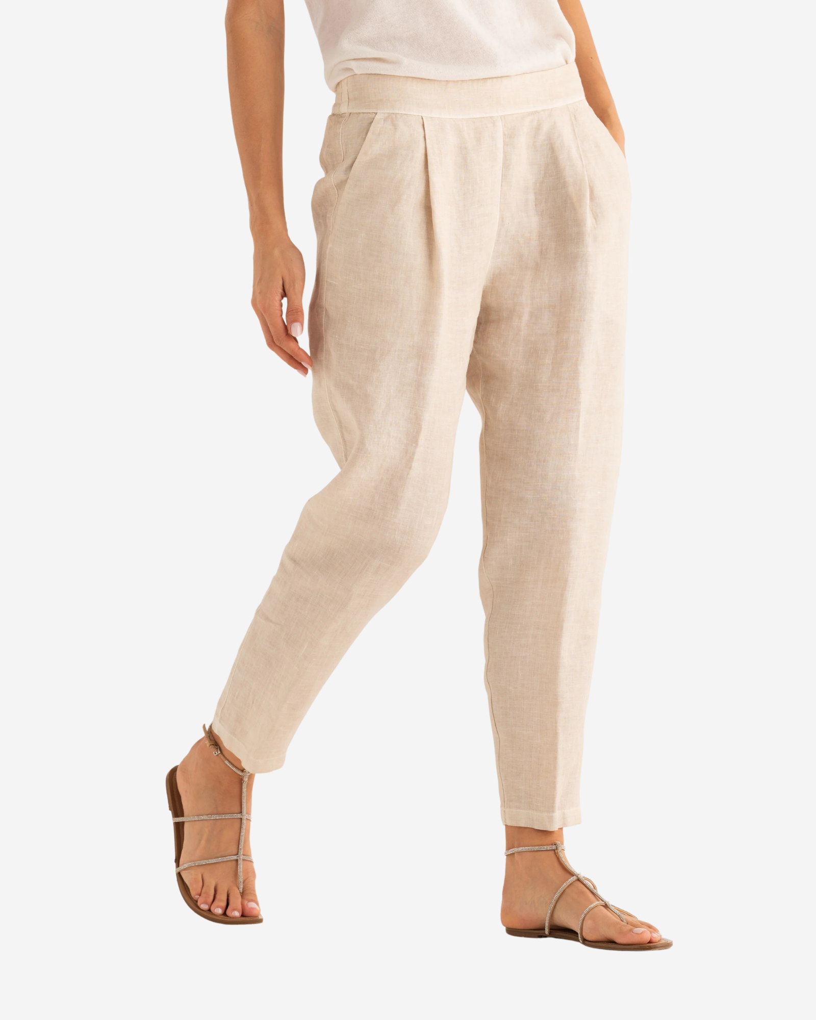 Linen Wide-Leg Trousers Safari Soft