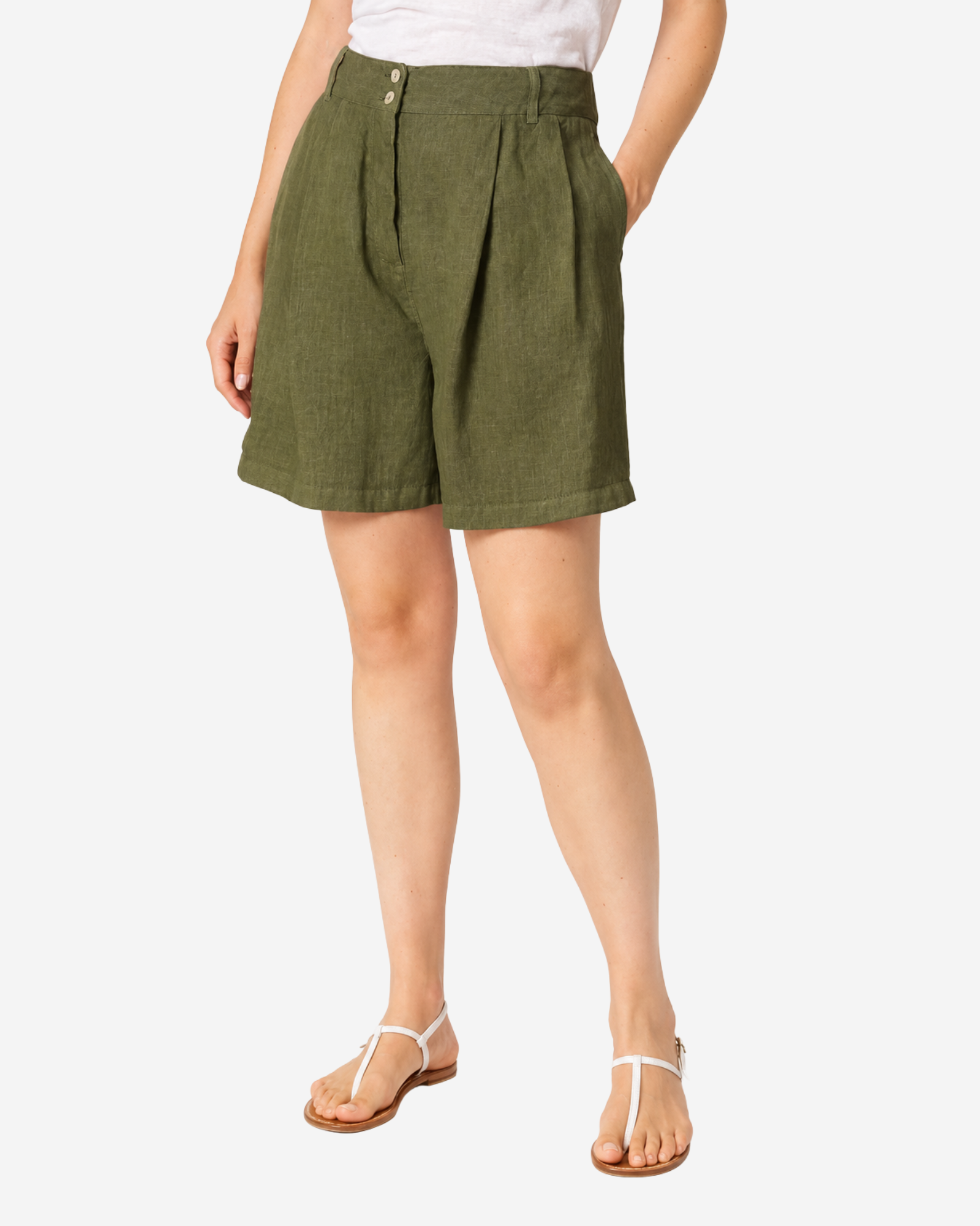 Linen Bermuda Shorts Khaki