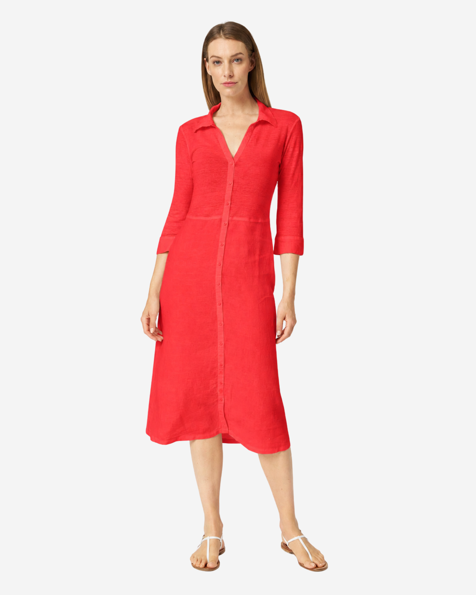 Linen Long Sleeve Maxi Dress Anemone Soft Pink