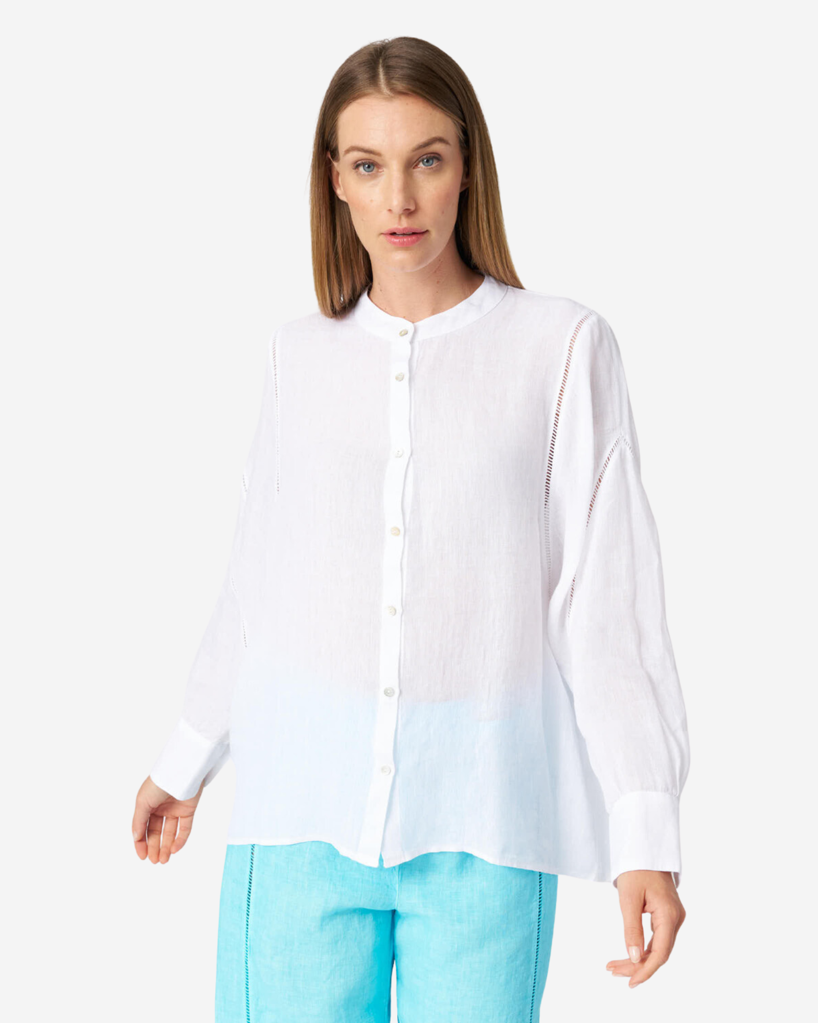 Linen Long Sleeve Women Shirt White