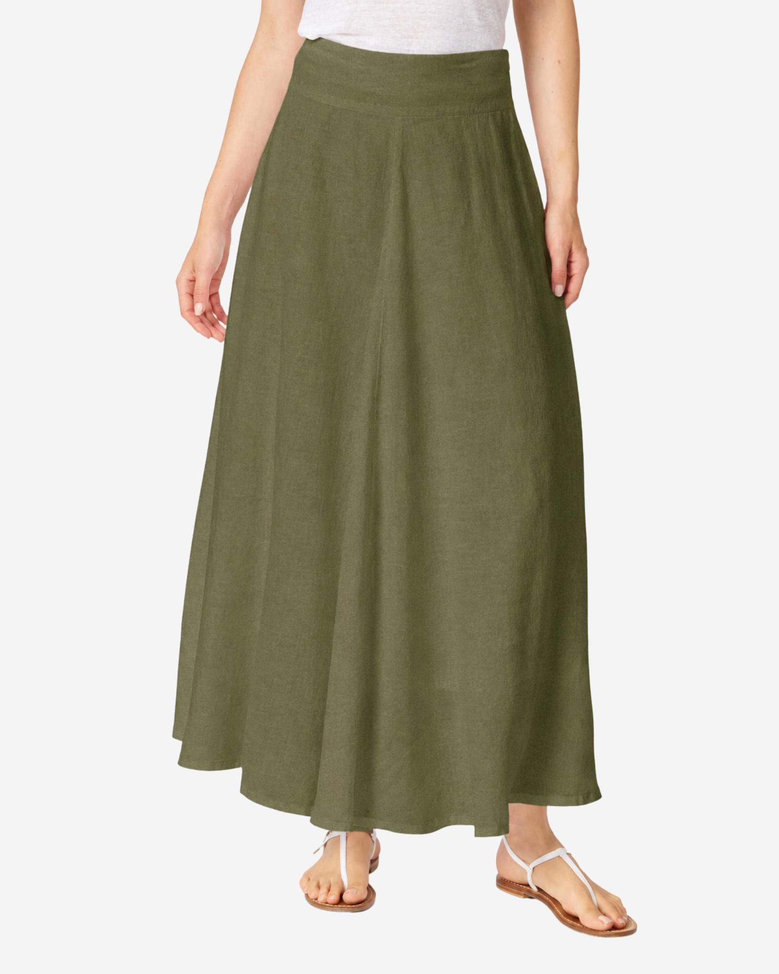 Linen Maxi Skirt Khaki