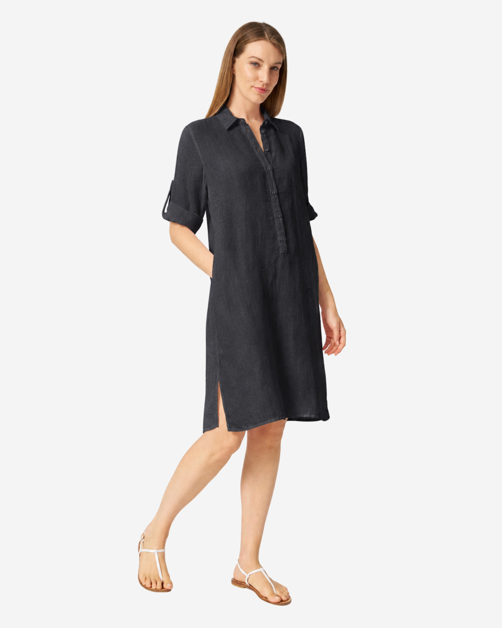Linen Midi Dress Stone