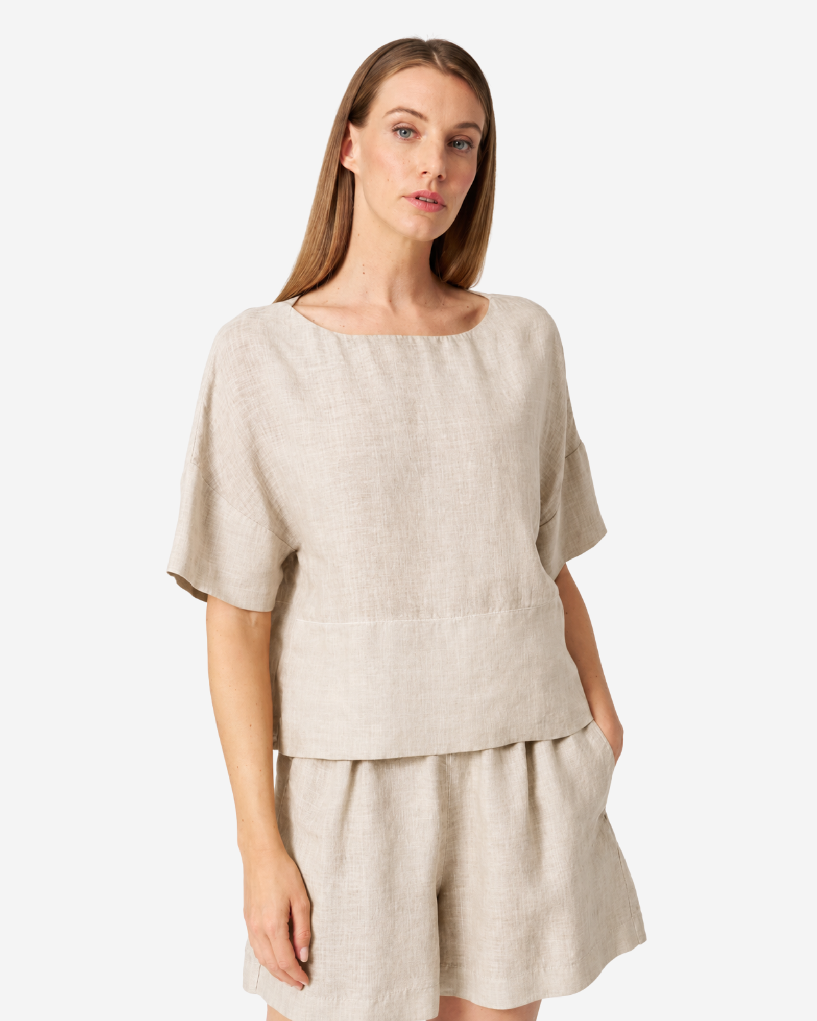Linen Short Sleeve Women Shirt Safari Soft