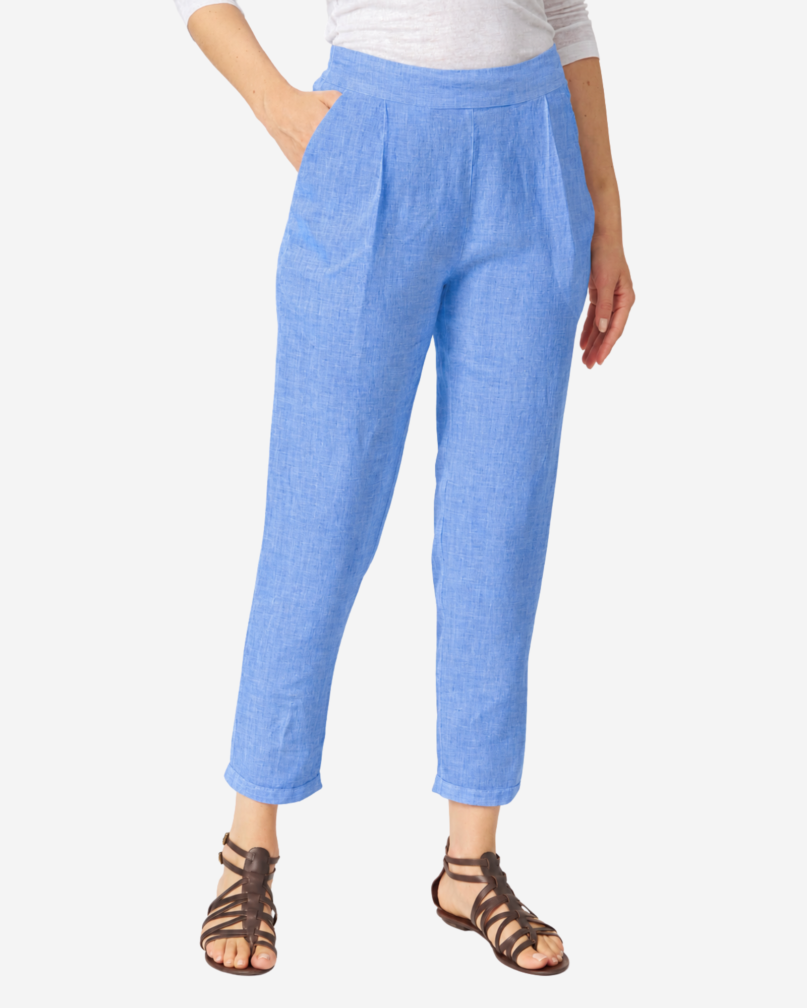 Linen Wide-Leg Trousers Pacific Soft