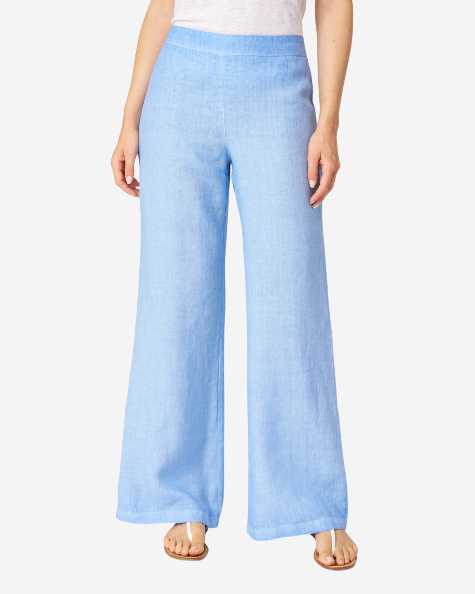 Linen Wide-Leg Trousers Placid Blue