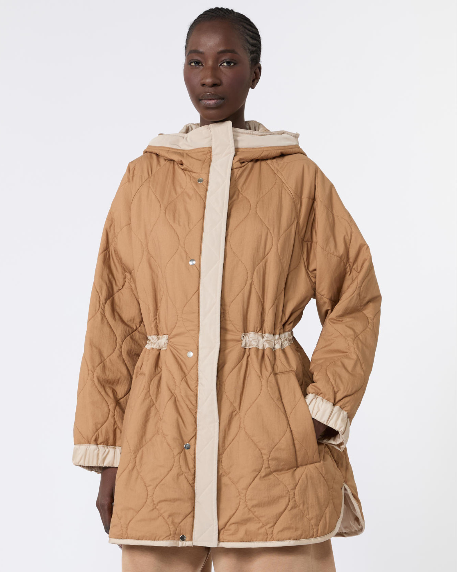 Polyester quilted coat Sand