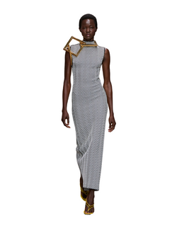 Long Sleeveless Zigzag Dress
