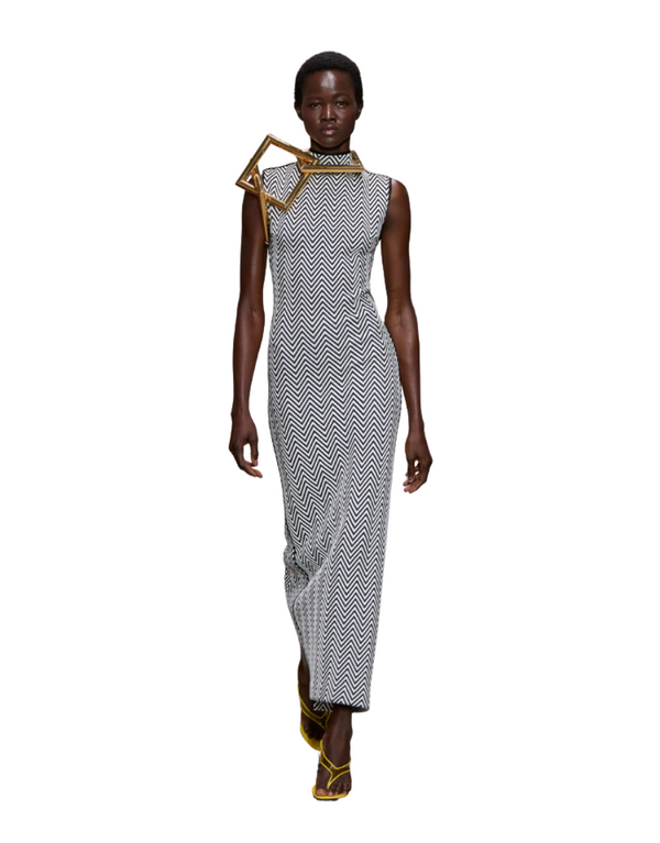 Long Sleeveless Zigzag Dress