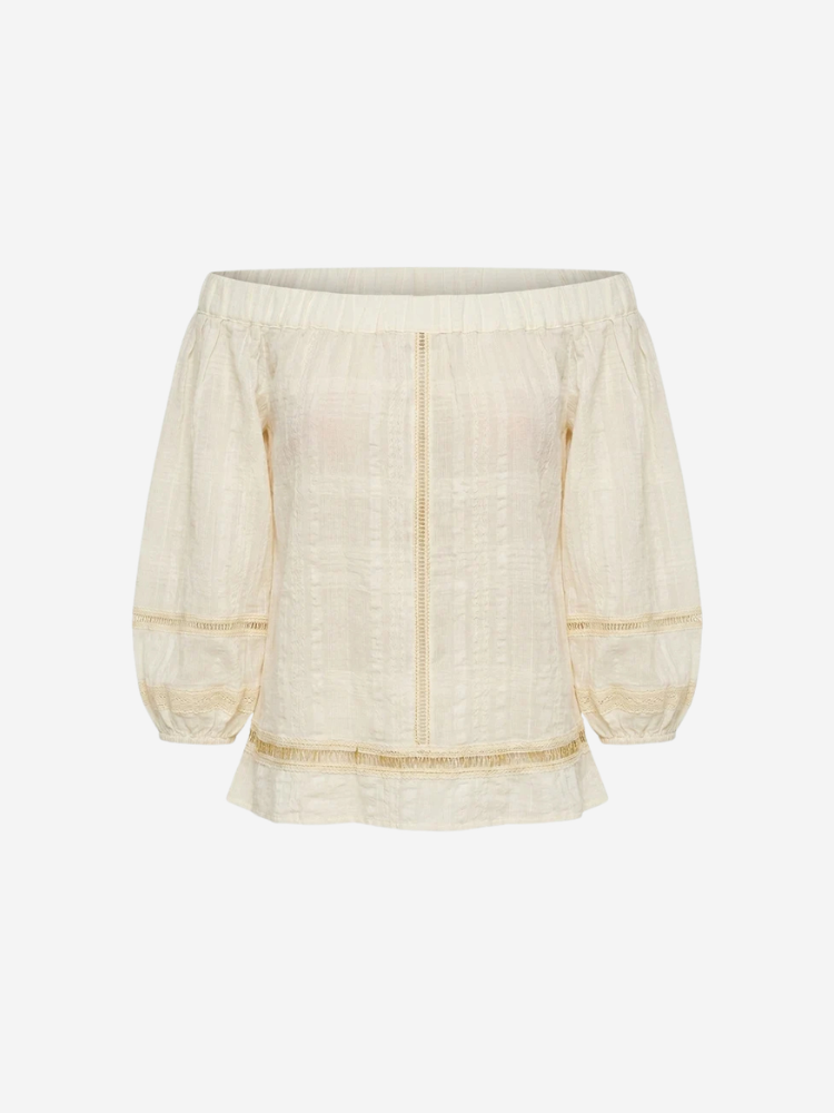 Off The Shoulder Long Sleeve Top ECRU