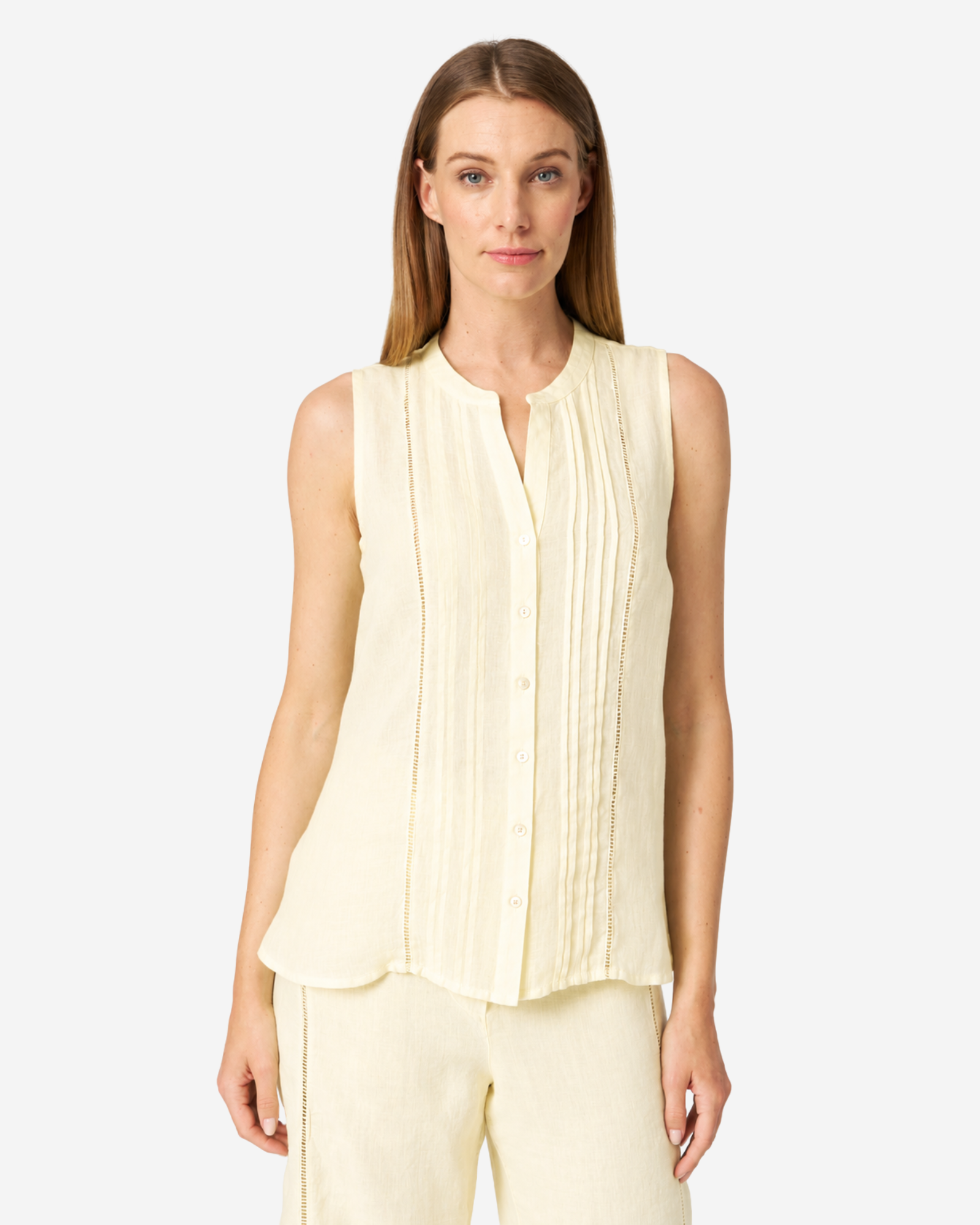 Linen Sleeveless Women Shirt Butter