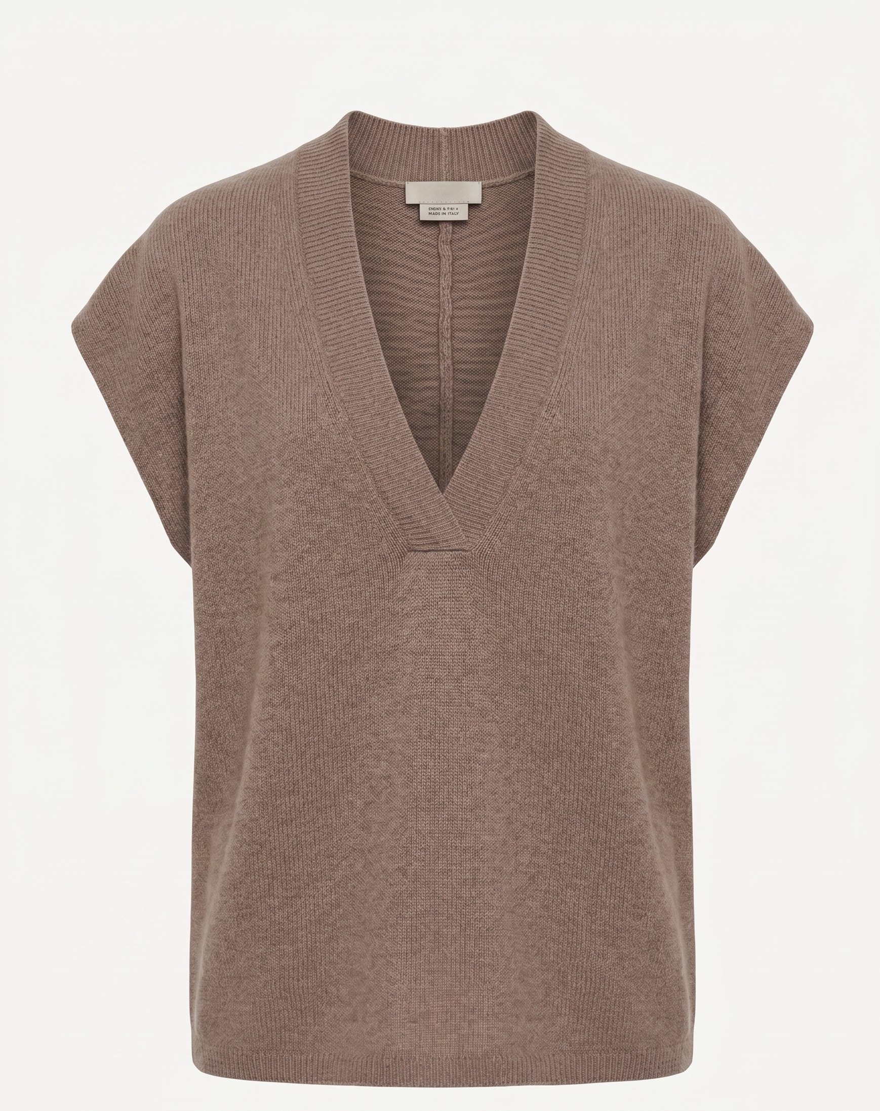 V-neck Cashmere Vest Mushroom
