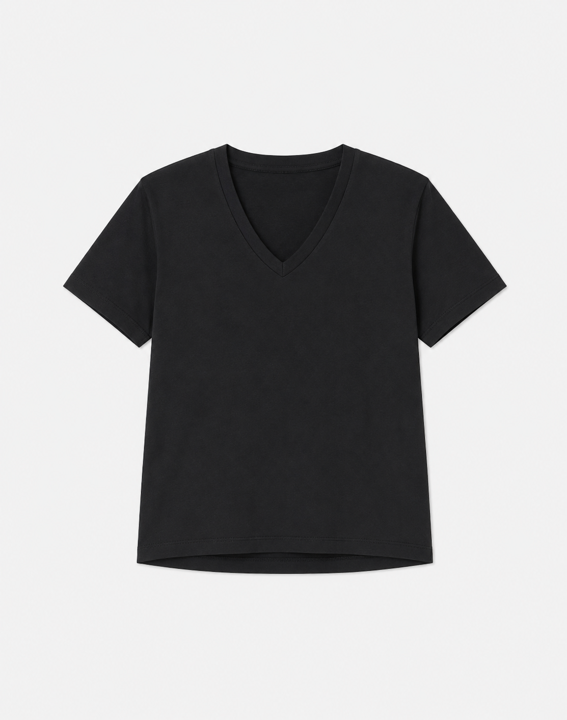 V-neck Long Sleeve T-shirt BLACK
