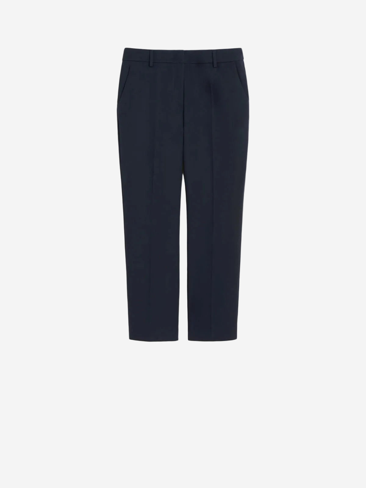 Navy blue pants on a light gray background