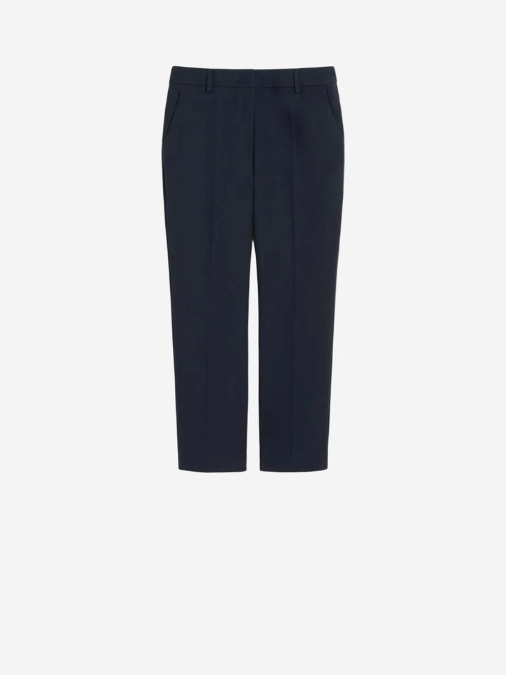 Navy blue pants on a light gray background