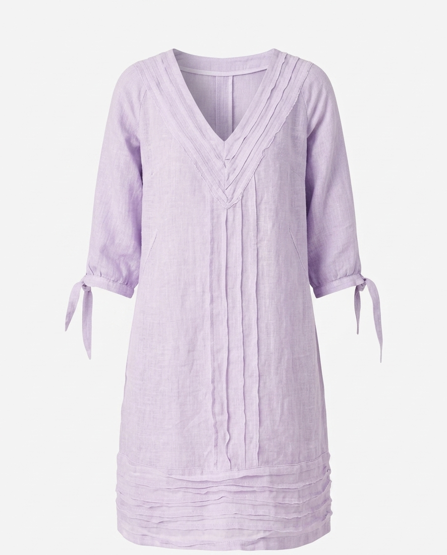 V Neck Cropped Sleeved Mini Dress  LILAC