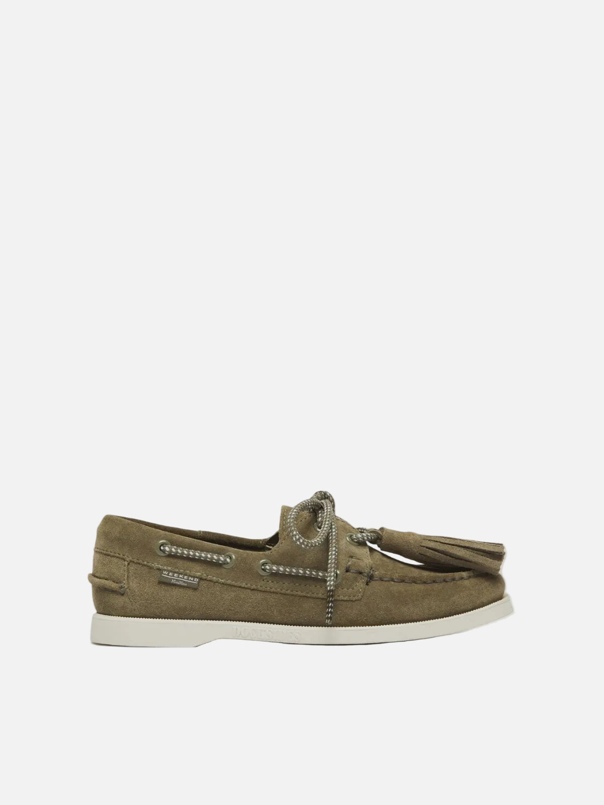 Brown boat shoe on a white background